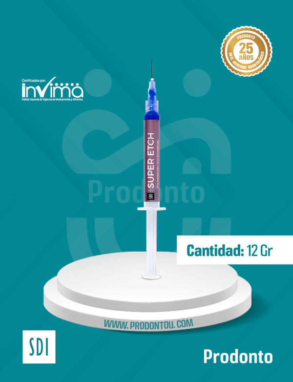 ÁCIDO FOSFÓRICO O DESMINERALÍZANTE Super Etch: Gel Grabador de Esmalte y Dentina al 37% (Ácido Desmineralizante) - SDI JGA12 ml