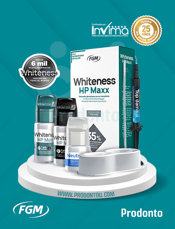 Blanqueamiento o Aclaramiento Dental Whiteness HP Rojo o Hp Maxx  Verde al 35% Profesional FGM KIT GRANDE